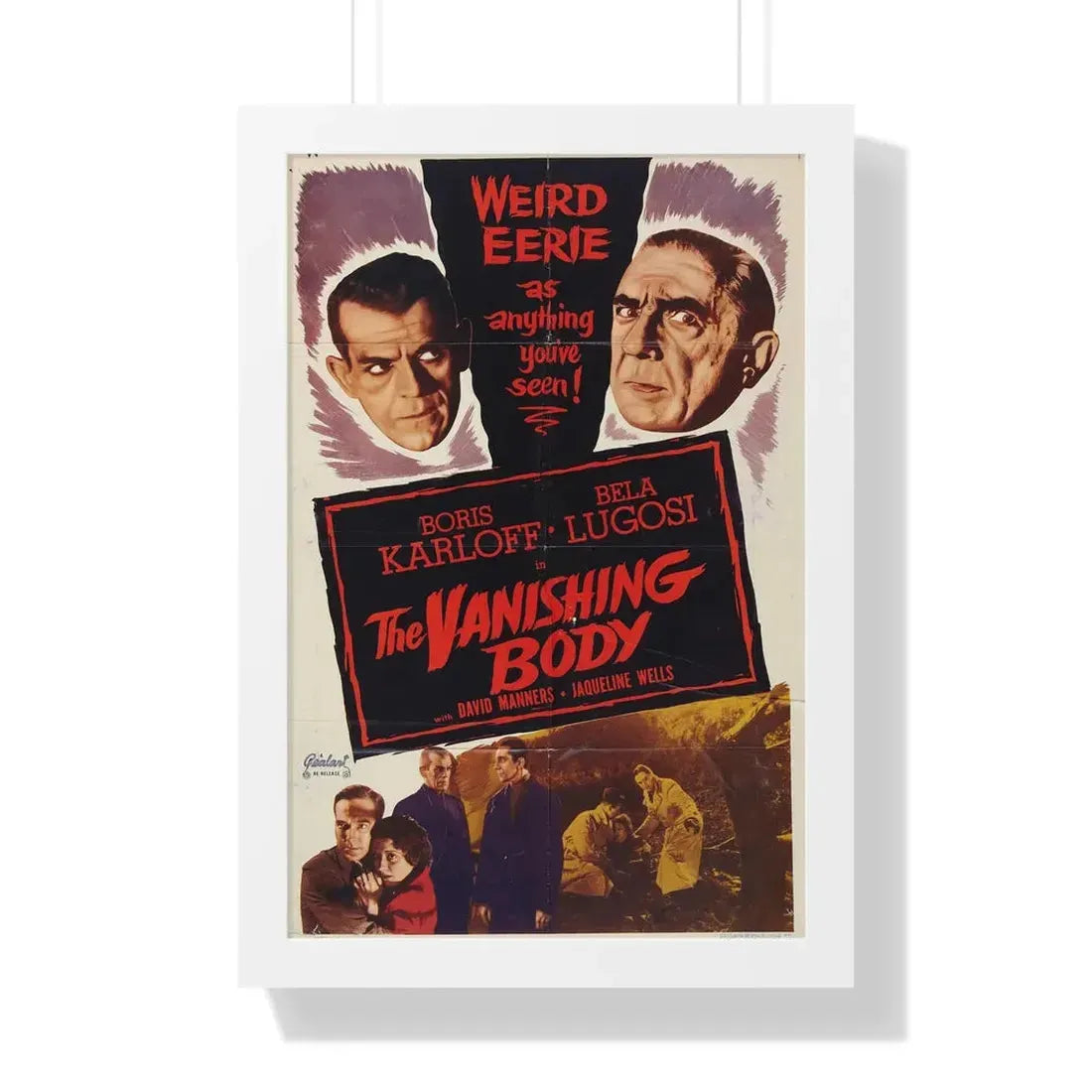 THE VANISHING BODY 1953 - Framed Movie Poster 16″ x 24″ White - The Sticker Space