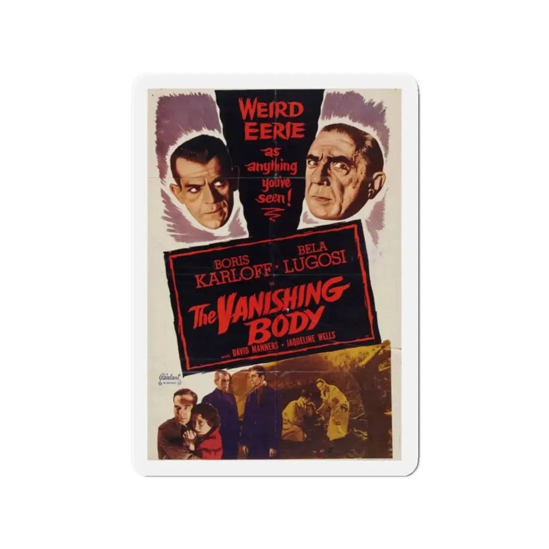 THE VANISHING BODY 1953 Movie Poster - Refrigerator Magnet 2 Inch Die-Cut - The Sticker Space