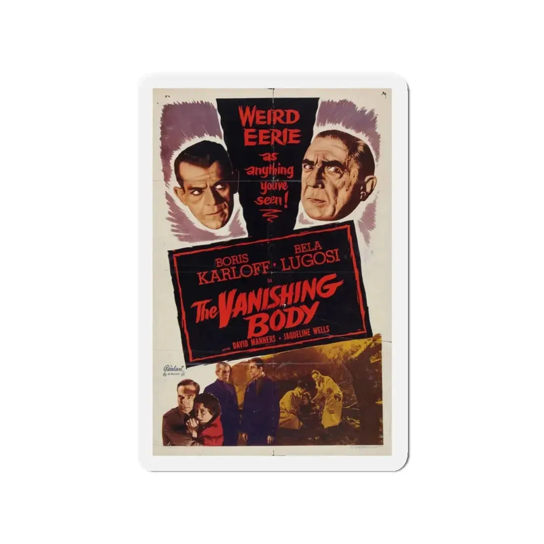 THE VANISHING BODY 1953 Movie Poster - Refrigerator Magnet 3 Inch Die-Cut - The Sticker Space
