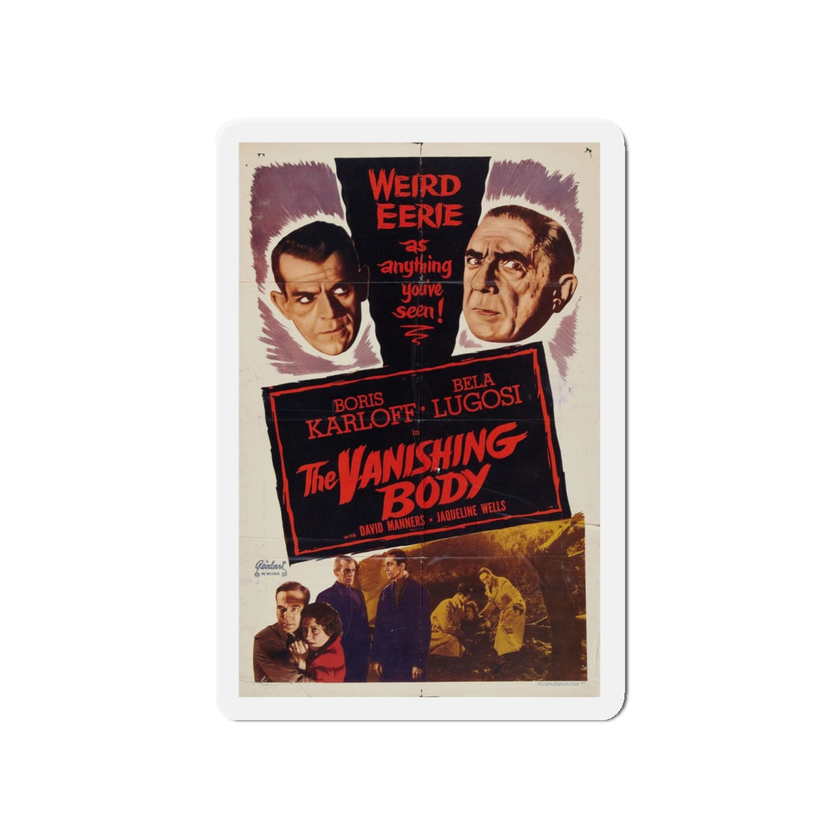 THE VANISHING BODY 1953 Movie Poster - Refrigerator Magnet-4" x 4"-The Sticker Space