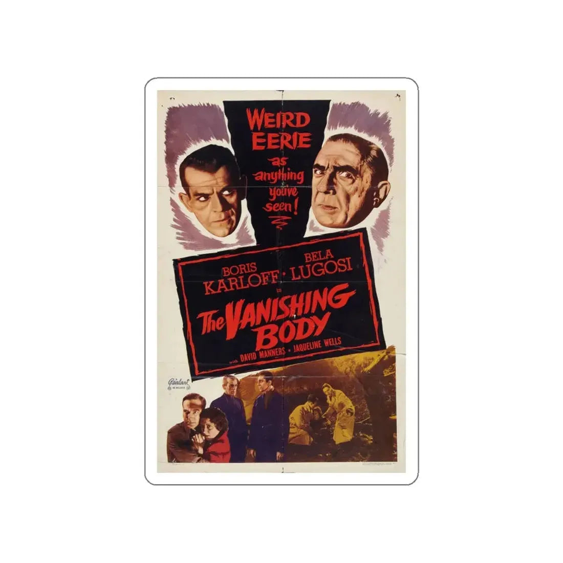 THE VANISHING BODY 1953 Movie Poster STICKER Vinyl Die-Cut Decal 4 Inch - The Sticker Space