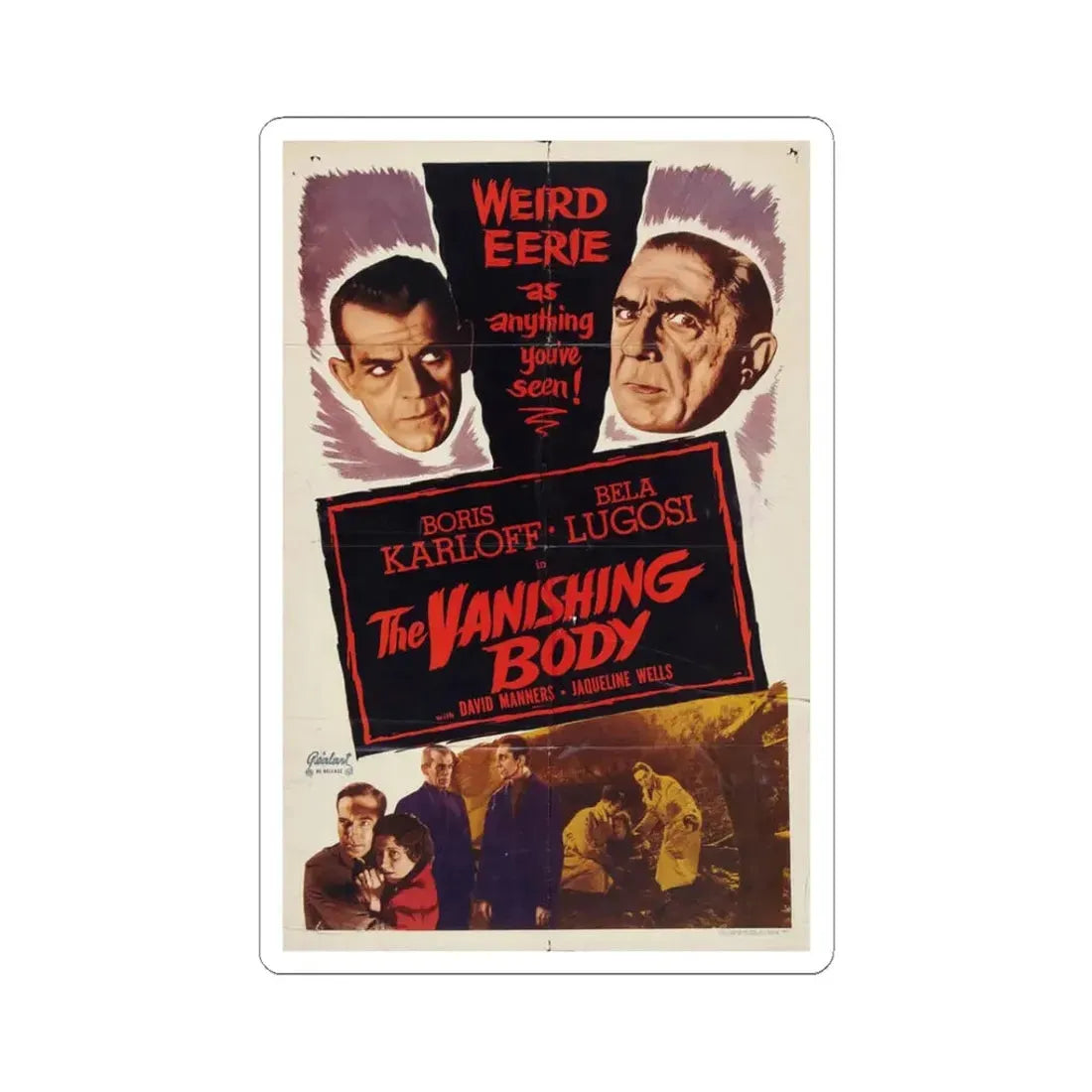 THE VANISHING BODY 1953 Movie Poster - STICKER Vinyl Kiss-Cut Decal 3 Inch White - The Sticker Space