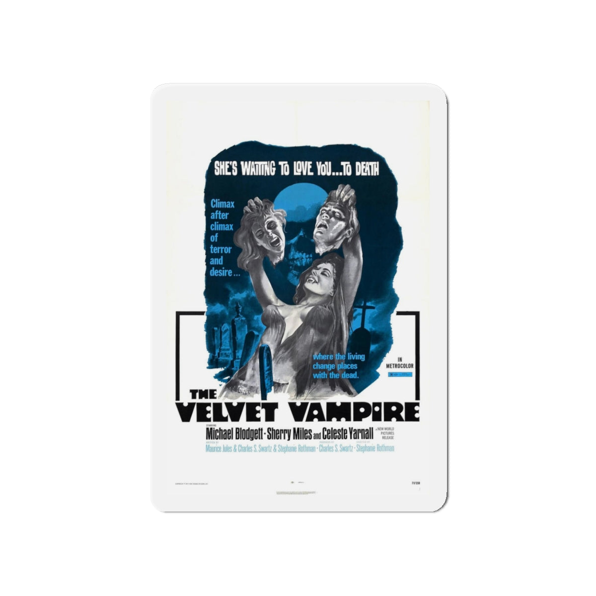 THE VELVET VAMPIRE 1971 Movie Poster - Refrigerator Magnet-4" x 4"-The Sticker Space