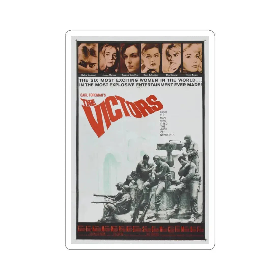 The Victors 1963 Movie Poster - STICKER Vinyl Kiss-Cut Decal 3 Inch White - The Sticker Space