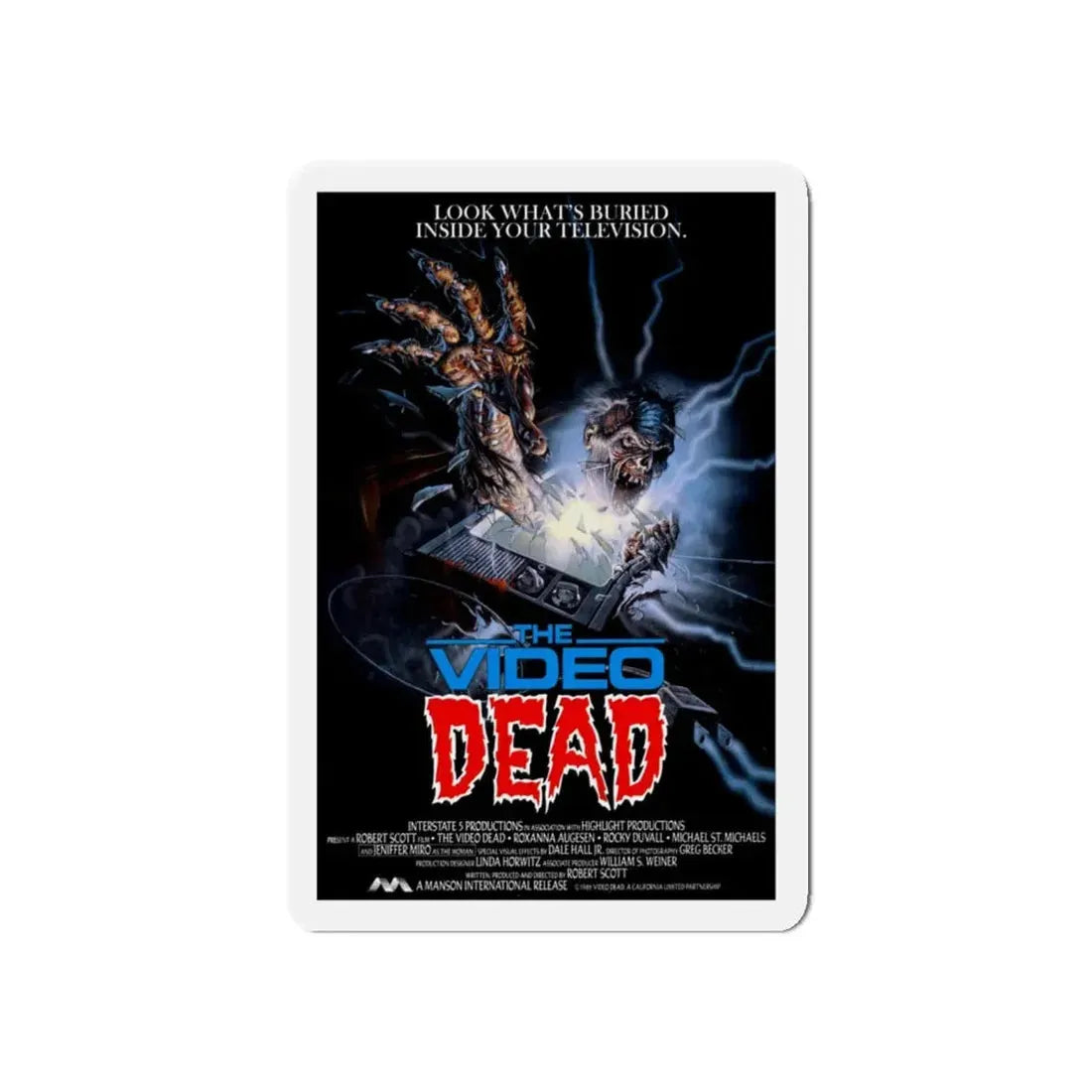 THE VIDEO DEAD 1987 Movie Poster - Refrigerator Magnet 5 Inch Die-Cut - The Sticker Space