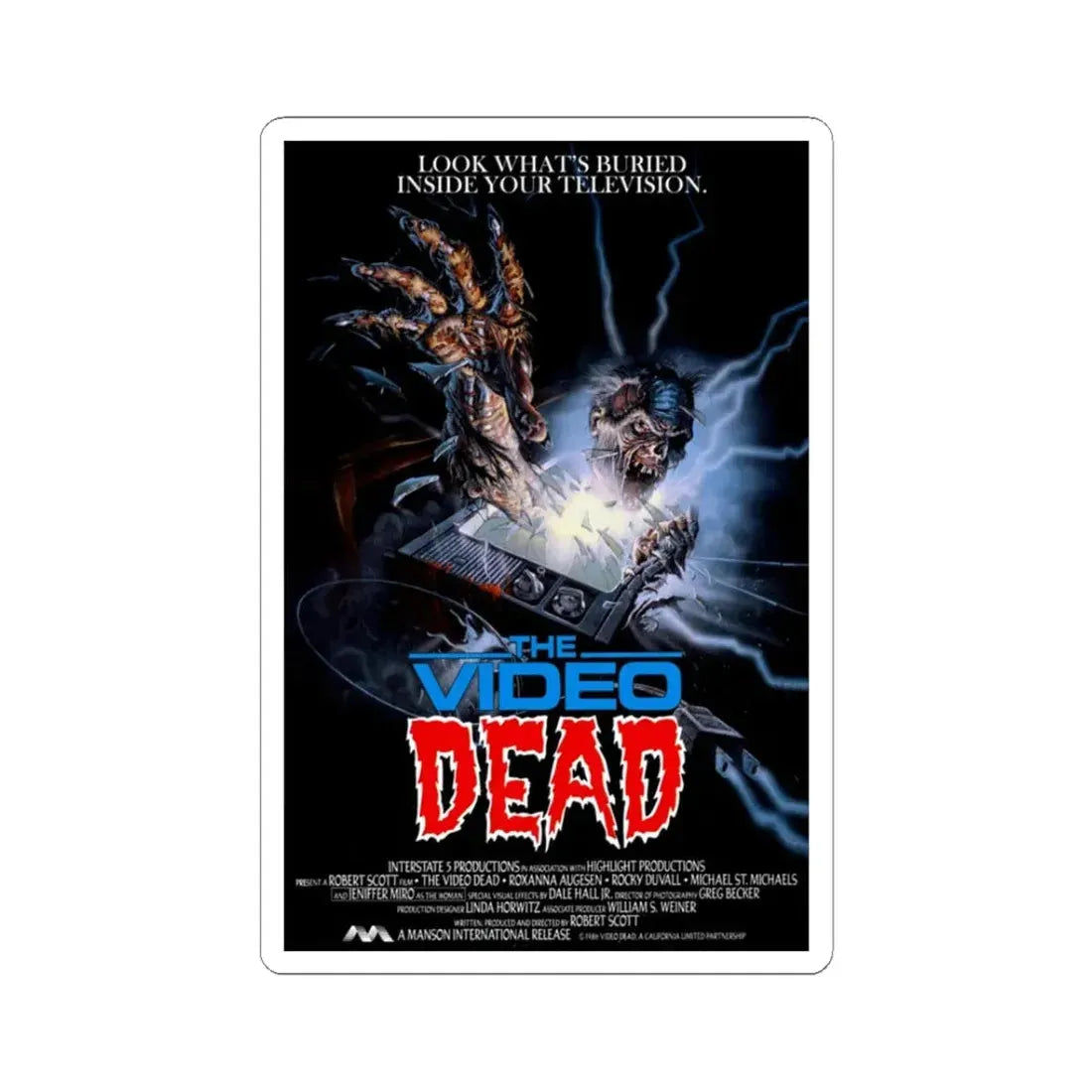 THE VIDEO DEAD 1987 Movie Poster - STICKER Vinyl Kiss-Cut Decal 3 Inch White - The Sticker Space