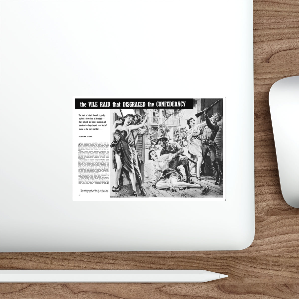 The Vile Raid that Disgraced the Confederacy, True Men Stories, December 1958 (Magazine Illustration) STICKER Vinyl Die-Cut Decal-The Sticker Space