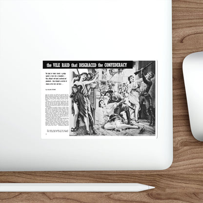 The Vile Raid that Disgraced the Confederacy, True Men Stories, December 1958 (Magazine Illustration) STICKER Vinyl Die-Cut Decal-The Sticker Space