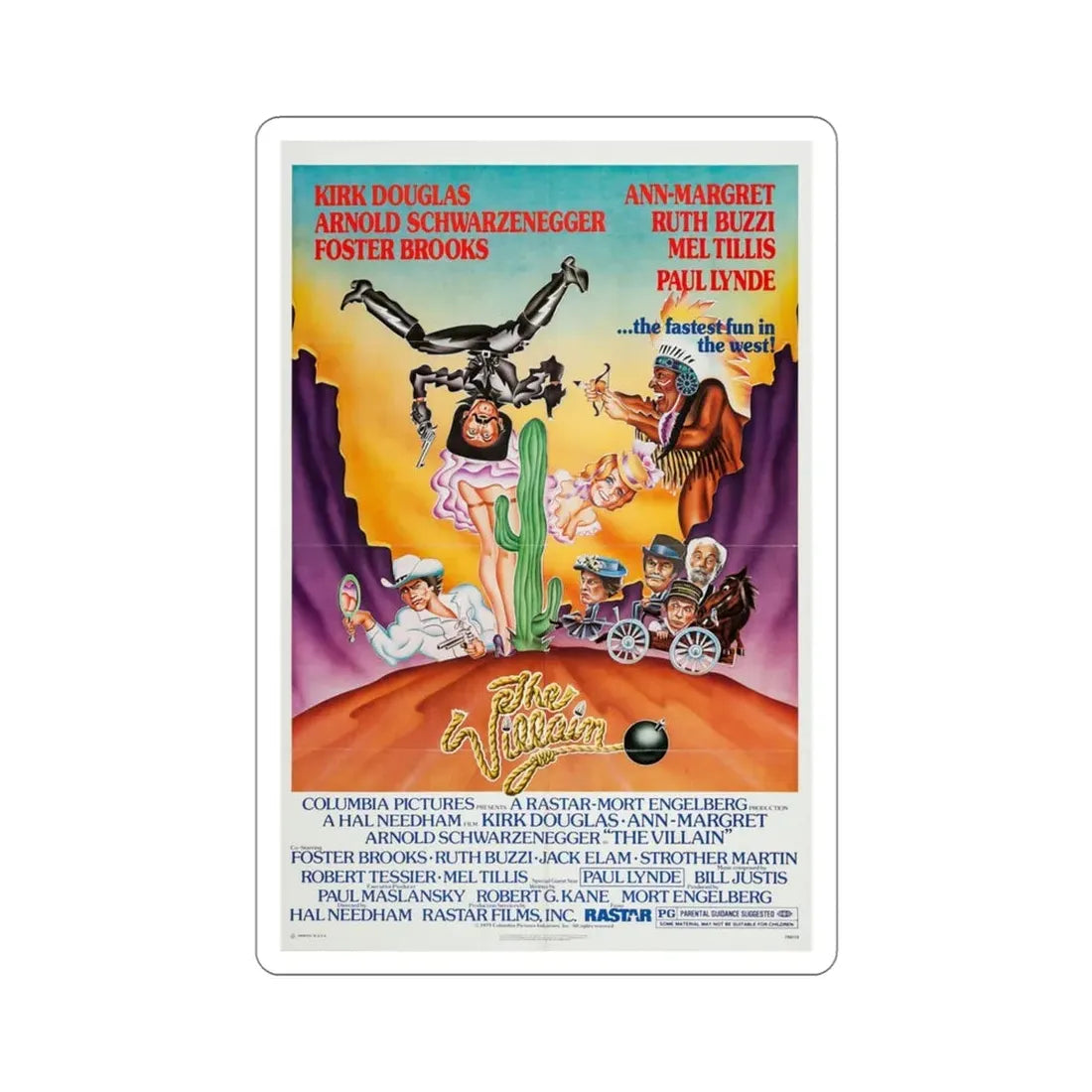 The Villain 1979 Movie Poster STICKER Vinyl Die-Cut Decal 3 Inch - The Sticker Space