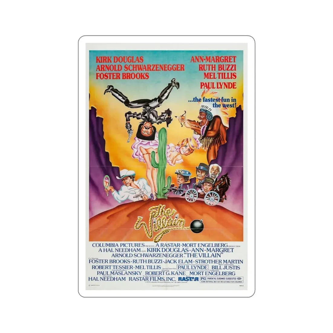 The Villain 1979 Movie Poster STICKER Vinyl Die-Cut Decal 4 Inch - The Sticker Space