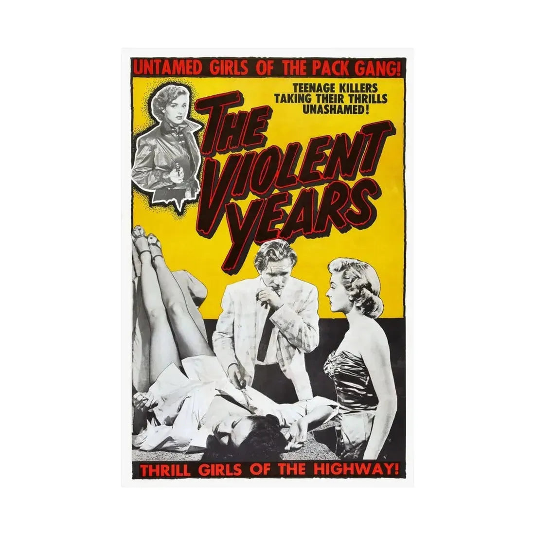 THE VIOLENT YEARS 1956 - Paper Movie Poster - The Sticker Space