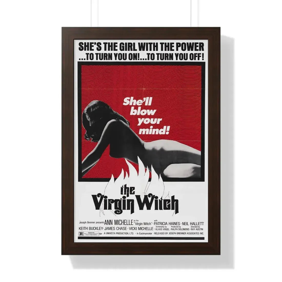 THE VIRGIN WITCH 1972 - Framed Movie Poster 16″ x 24″ Walnut - The Sticker Space