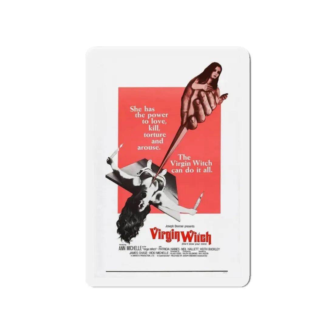 THE VIRGIN WITCH (2) 1972 Movie Poster - Refrigerator Magnet 4 Inch Die-Cut - The Sticker Space