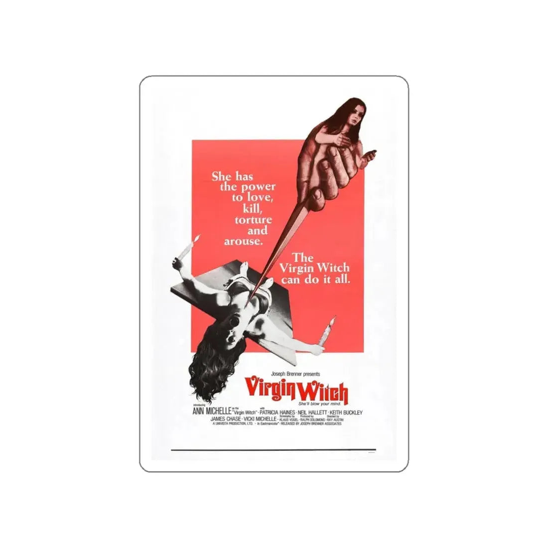 THE VIRGIN WITCH (2) 1972 Movie Poster STICKER Vinyl Die-Cut Decal 5 Inch - The Sticker Space