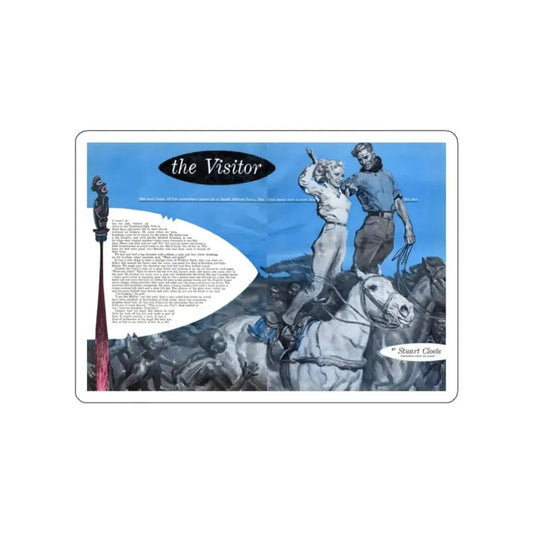 The Visitor, Cosmopolitan, May 1947 (Magazine Illustration) STICKER Vinyl Die-Cut Decal White Die-Cut 2 Inch - The Sticker Space