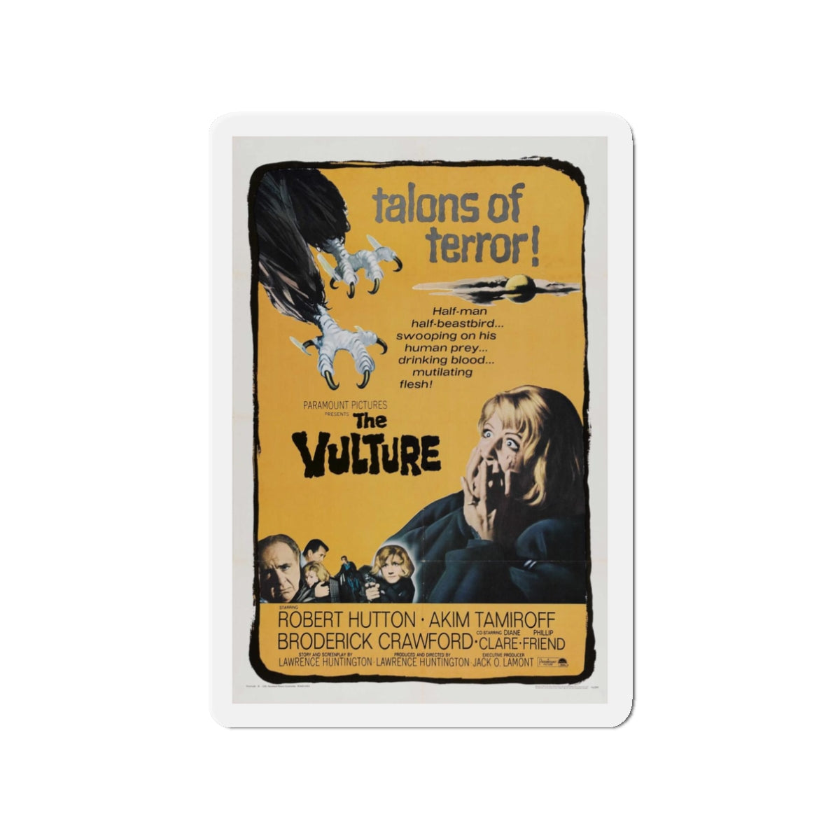 THE VULTURE 1966 Movie Poster - Refrigerator Magnet-3" x 3"-The Sticker Space