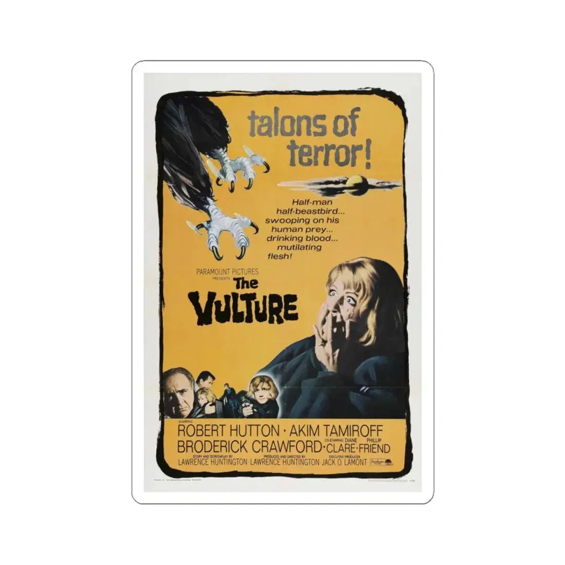 THE VULTURE 1966 Movie Poster - STICKER Vinyl Kiss-Cut Decal 3 Inch White - The Sticker Space