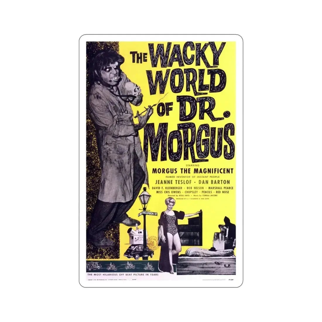 The Wacky World of Dr Morgus 1962 Movie Poster STICKER Vinyl Die-Cut Decal 5 Inch - The Sticker Space