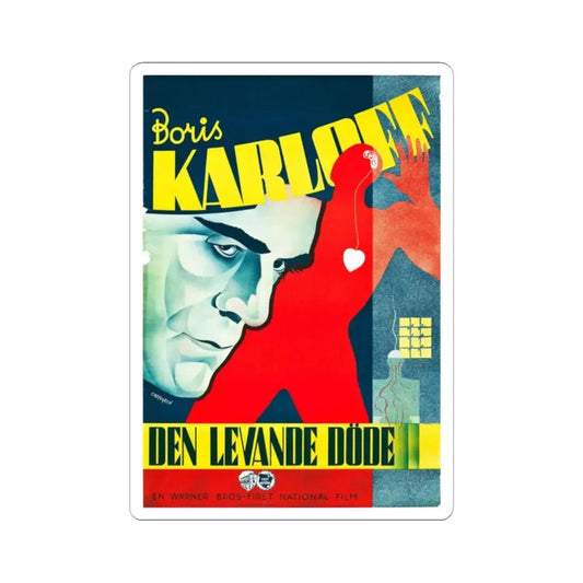 THE WALKING DEAD (SCANDINAVIAN) 1936 Movie Poster - STICKER Vinyl Kiss-Cut Decal 2 Inch White - The Sticker Space