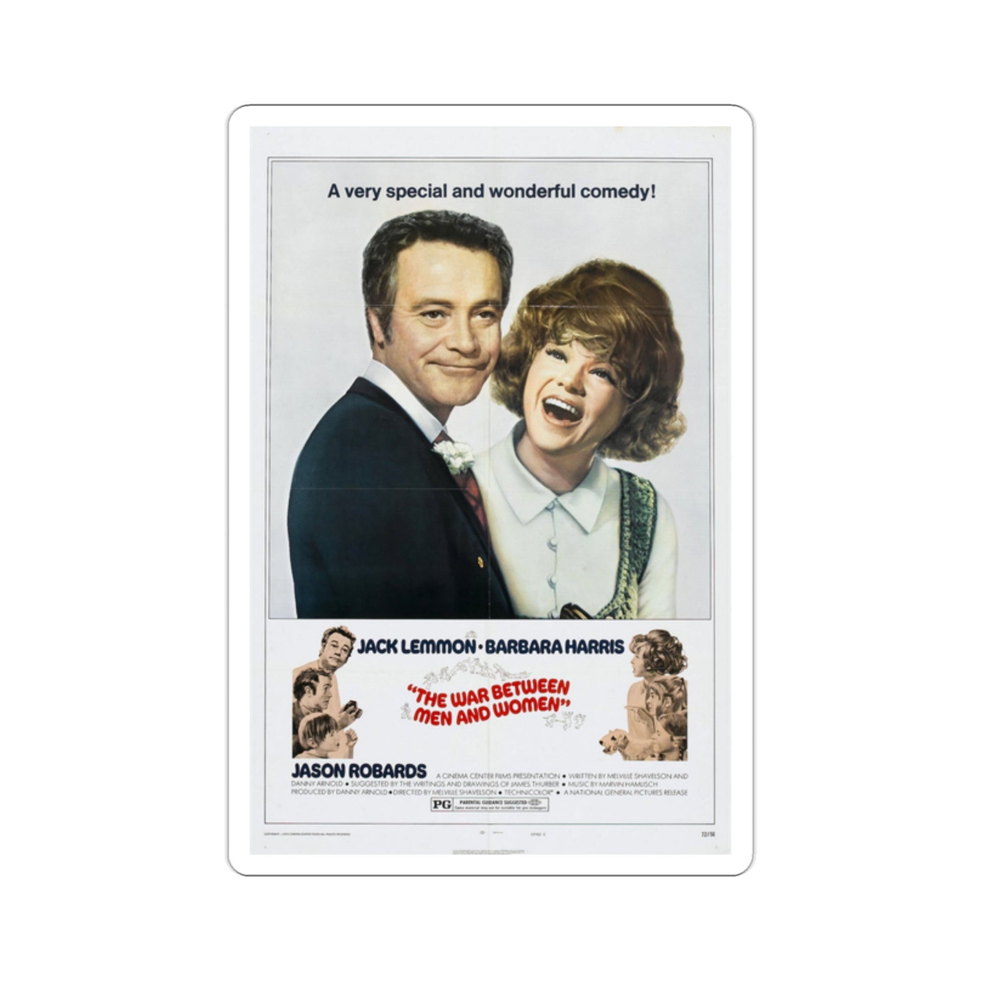 The War Between Men and Women 1972 Movie Poster STICKER Vinyl Die-Cut Decal-2 Inch-The Sticker Space