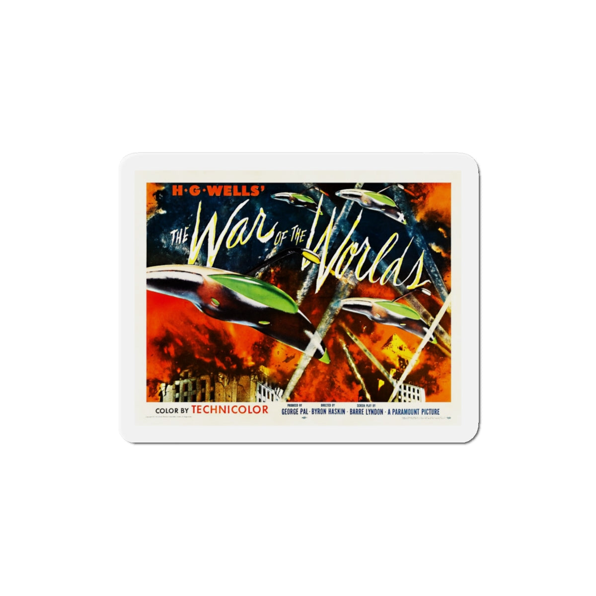 The War of the Worlds 1953 v2 Movie Poster Die-Cut Magnet-4" x 4"-The Sticker Space