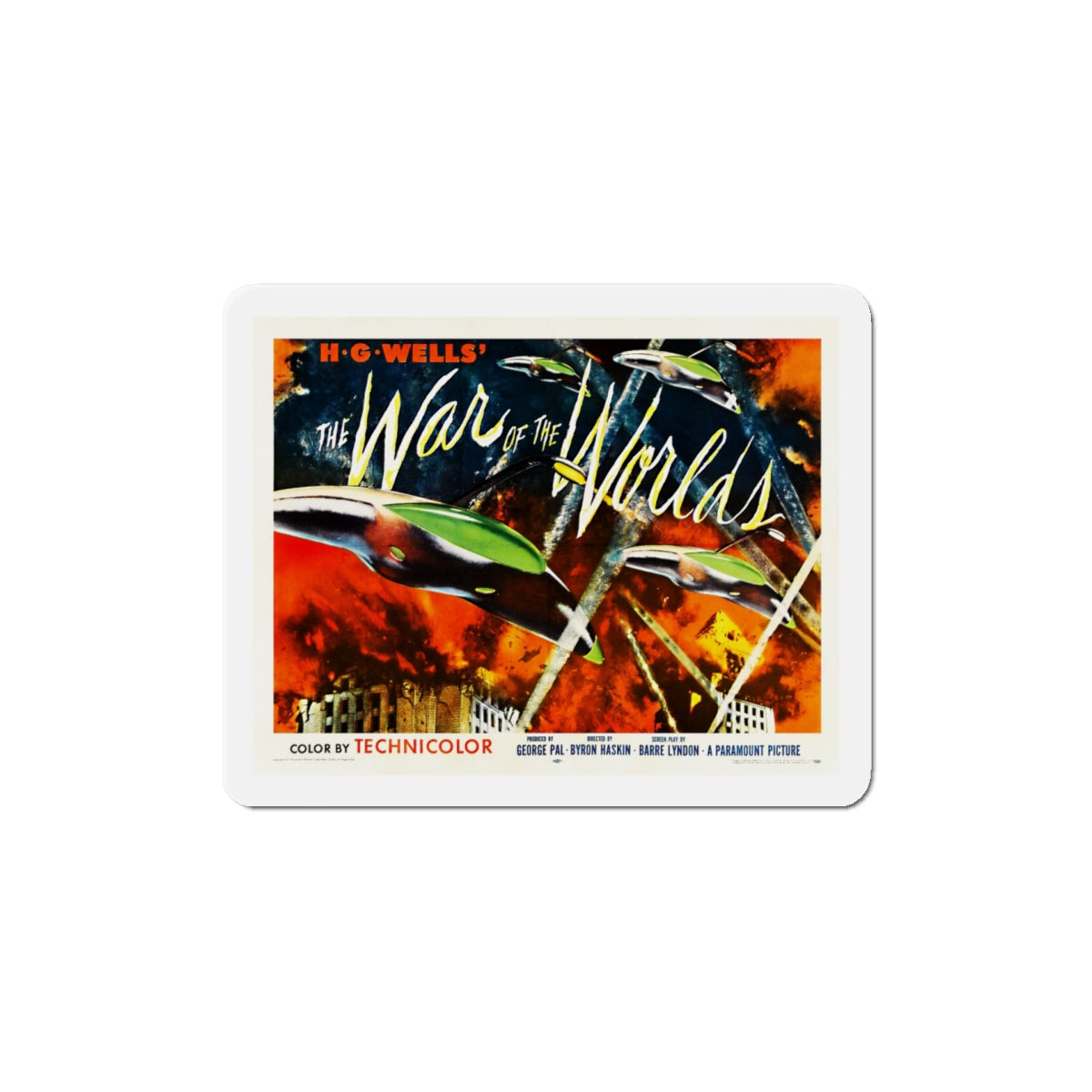 The War of the Worlds 1953 v2 Movie Poster Die-Cut Magnet-5" x 5"-The Sticker Space