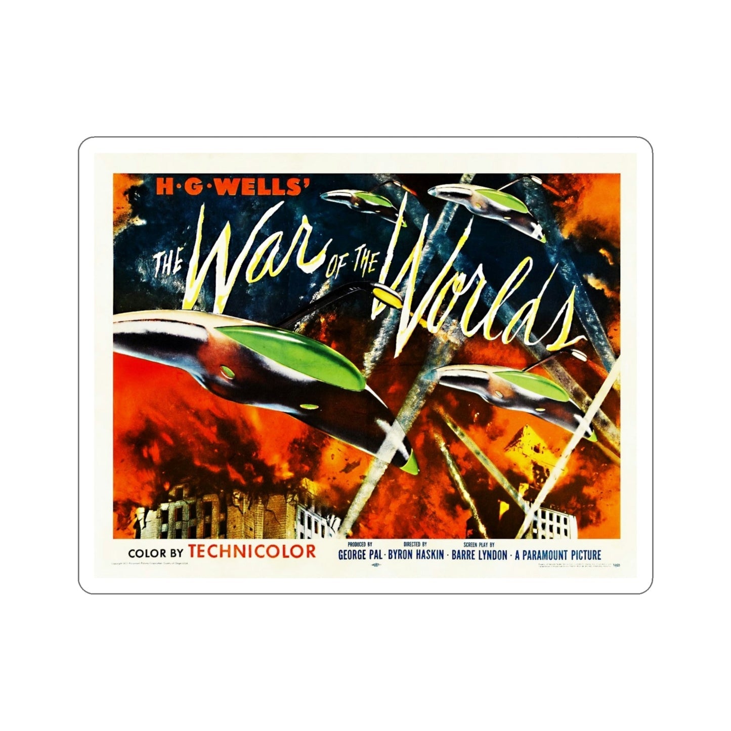 The War of the Worlds 1953 v2 Movie Poster STICKER Vinyl Die-Cut Decal-5 Inch-The Sticker Space