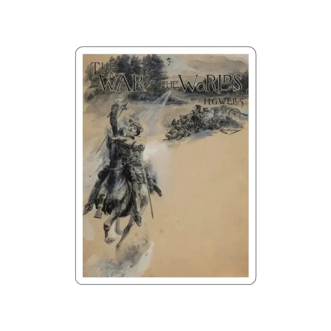 The War of the Worlds, Pearson's Magazine interior illustration, 1897 (Magazine Illustration) STICKER Vinyl Die-Cut Decal White Die-Cut 2 Inch - The Sticker Space