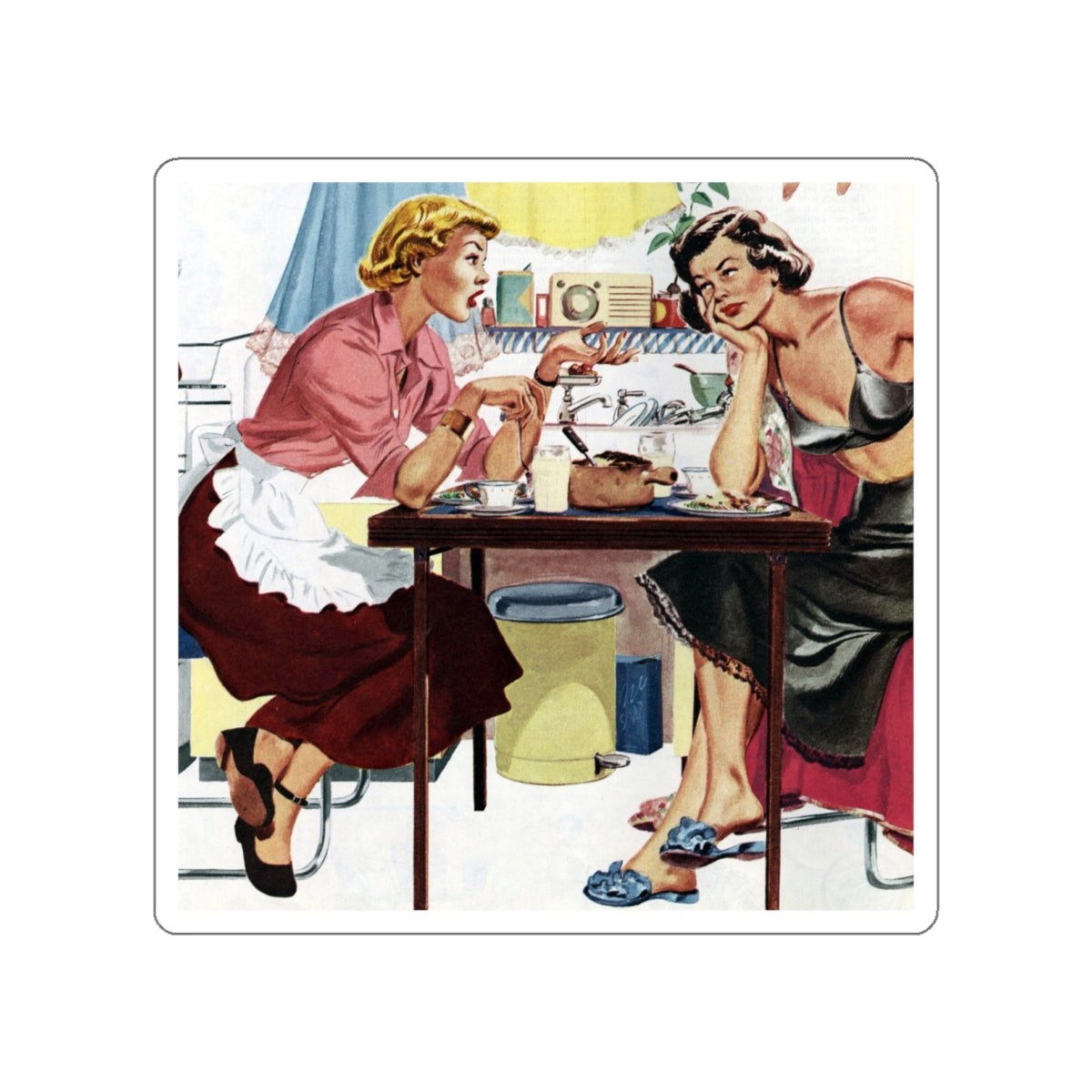 The Ward Heeler & the Lady, 1949 (Magazine Illustration) STICKER Vinyl Die-Cut Decal-White-The Sticker Space