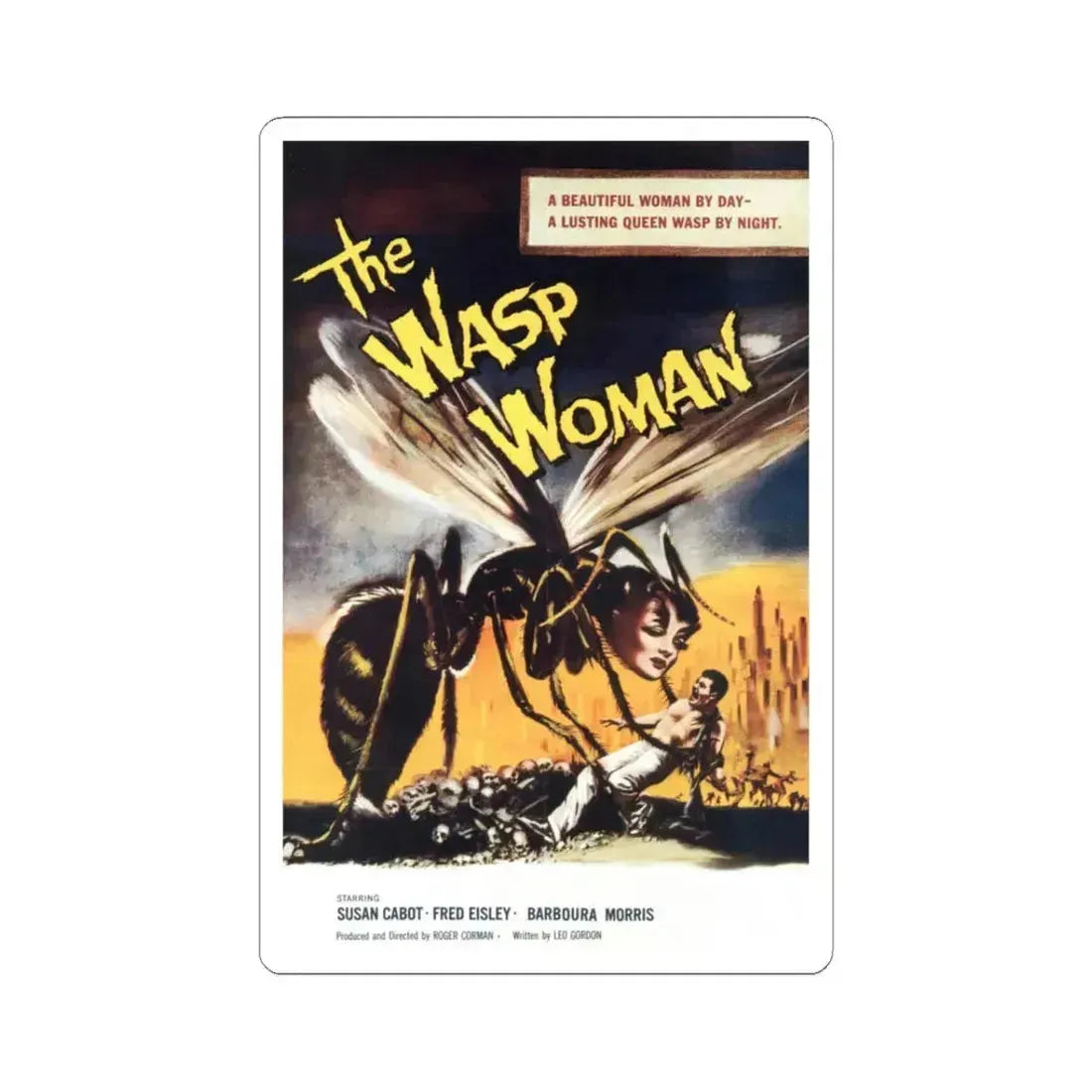 The Wasp Woman 1959 Movie Poster - STICKER Vinyl Kiss-Cut Decal 3 Inch White - The Sticker Space