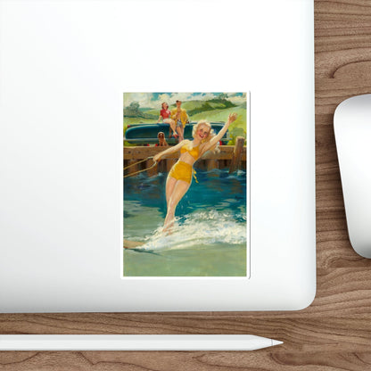 The Water Skier (Magazine Illustration) STICKER Vinyl Die-Cut Decal-The Sticker Space