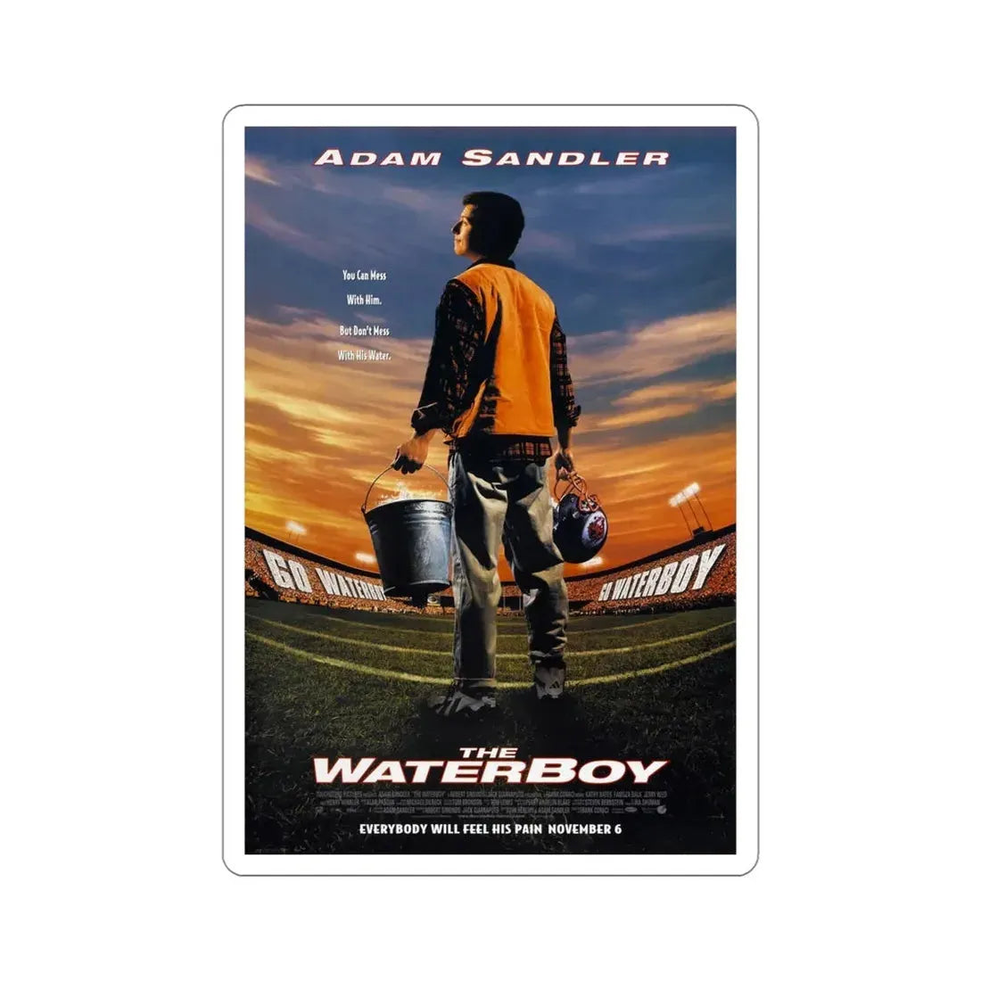 The Waterboy 1998 Movie Poster STICKER Vinyl Die-Cut Decal 5 Inch - The Sticker Space