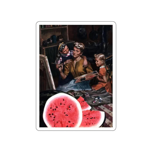 The Watermelon Picture, Woman's Day, March 1946 (Magazine Illustration) STICKER Vinyl Die-Cut Decal White Die-Cut 2 Inch - The Sticker Space
