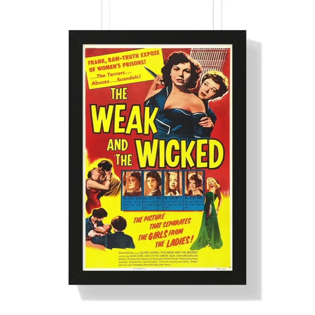 THE WEAK AND THE WICKED 1954 - Framed Movie Poster 16″ x 24″ Black - The Sticker Space