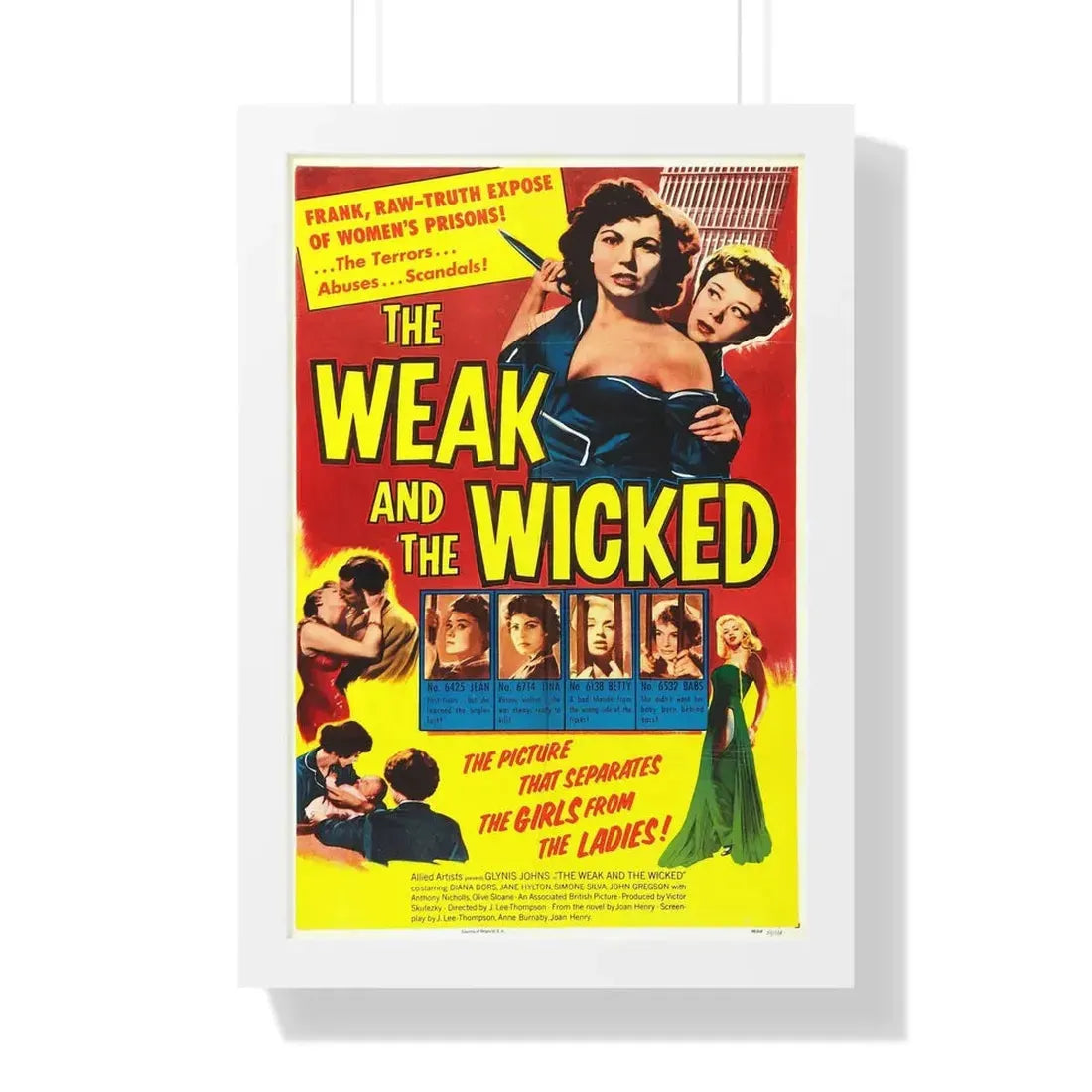 THE WEAK AND THE WICKED 1954 - Framed Movie Poster 16″ x 24″ White - The Sticker Space