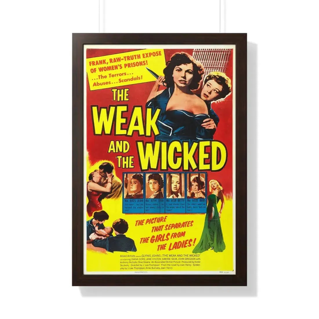 THE WEAK AND THE WICKED 1954 - Framed Movie Poster 20" x 30" Walnut - The Sticker Space