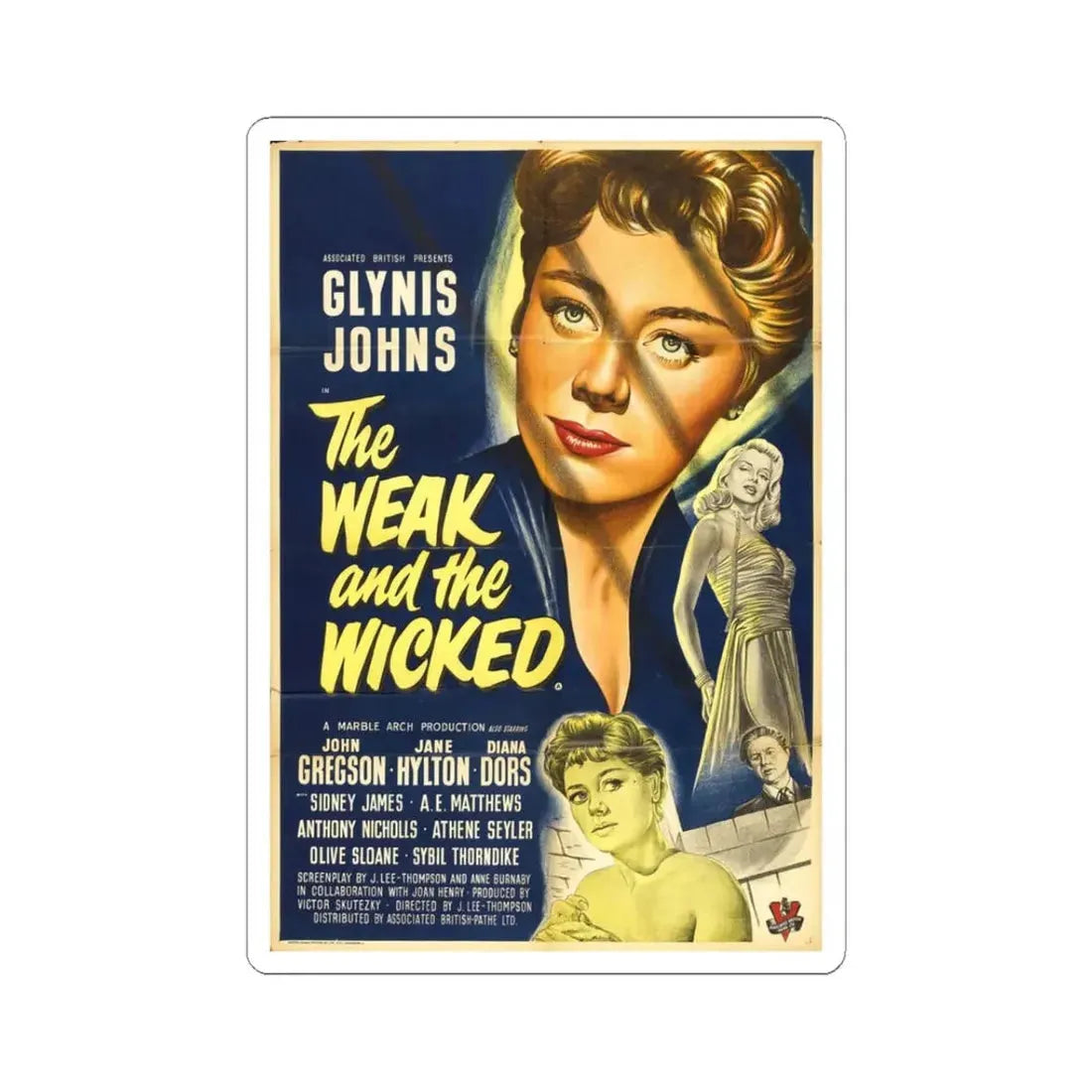 THE WEAK AND THE WICKED (2) 1954 Movie Poster - STICKER Vinyl Kiss-Cut Decal 3 Inch White - The Sticker Space