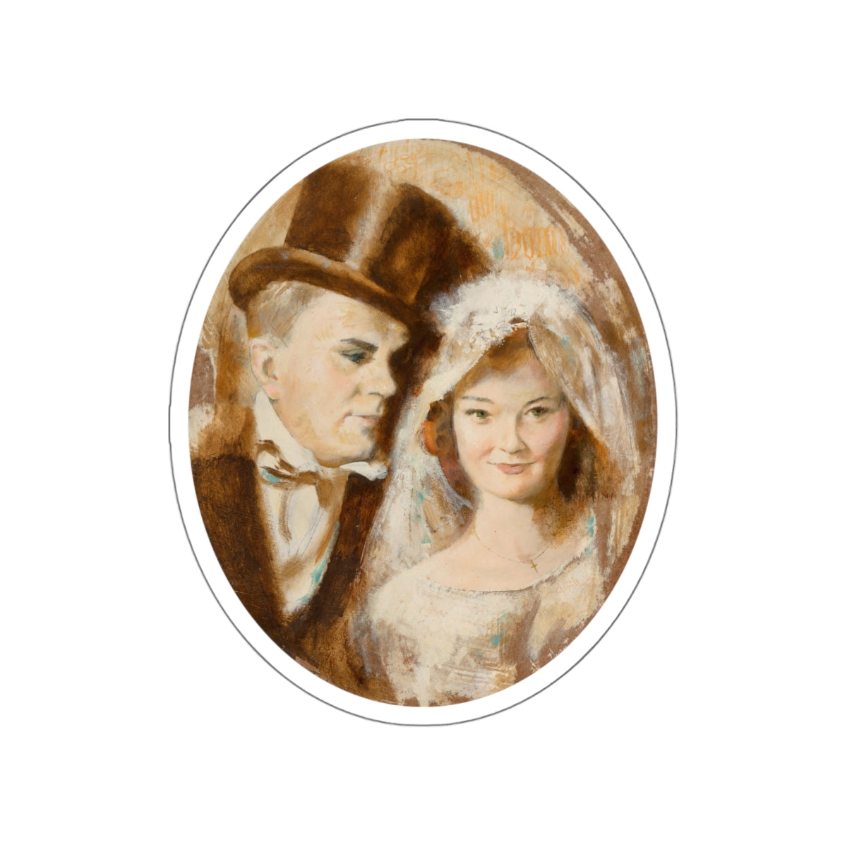 The Wedded Couple (Magazine Illustration) STICKER Vinyl Die-Cut Decal-White-The Sticker Space