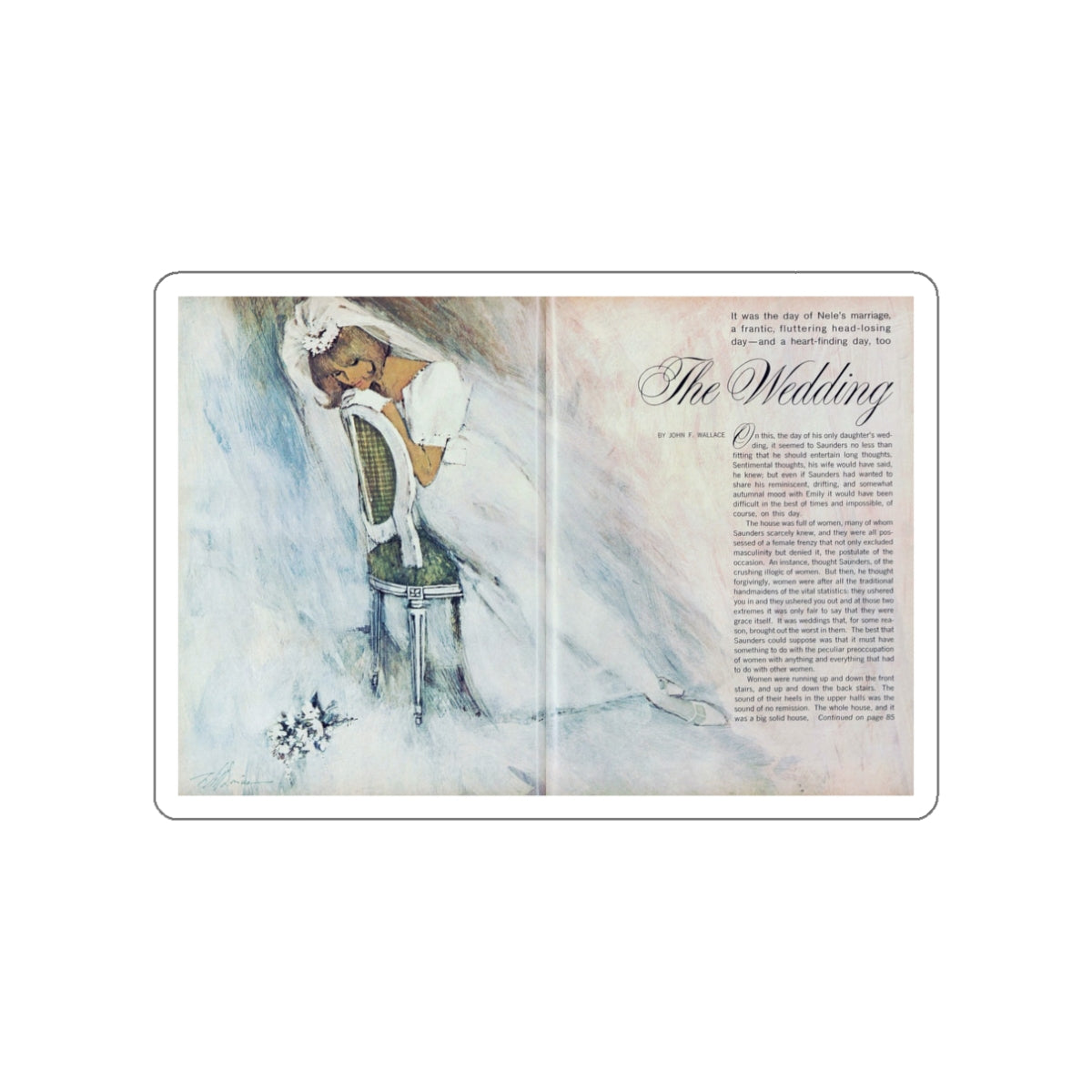 The Wedding, Chatelaine, May 1965 (Magazine Illustration) STICKER Vinyl Die-Cut Decal-White-The Sticker Space