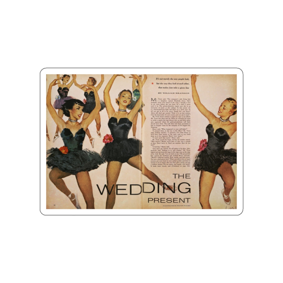 The Wedding Present, Good Housekeeping, April 1953 (Magazine Illustration) STICKER Vinyl Die-Cut Decal-White-The Sticker Space