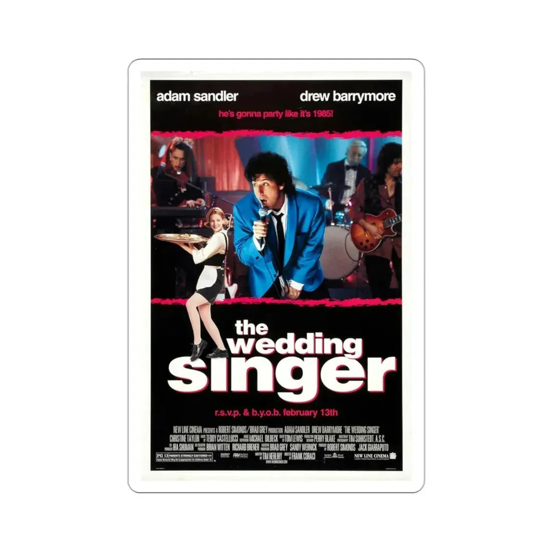 The Wedding Singer 1998 Movie Poster STICKER Vinyl Die-Cut Decal 3 Inch - The Sticker Space