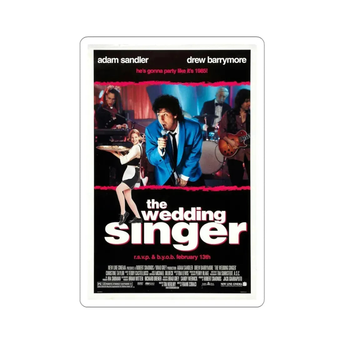 The Wedding Singer 1998 Movie Poster STICKER Vinyl Die-Cut Decal 4 Inch - The Sticker Space