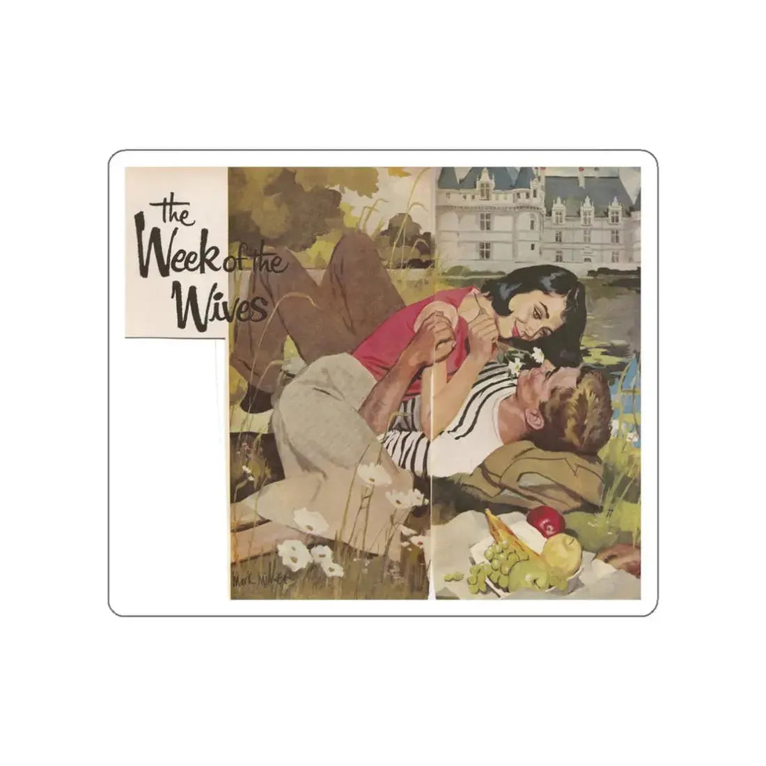 The Week of the Wives, Good Housekeeping illustration (Magazine Illustration) STICKER Vinyl Die-Cut Decal White Die-Cut 3 Inch - The Sticker Space