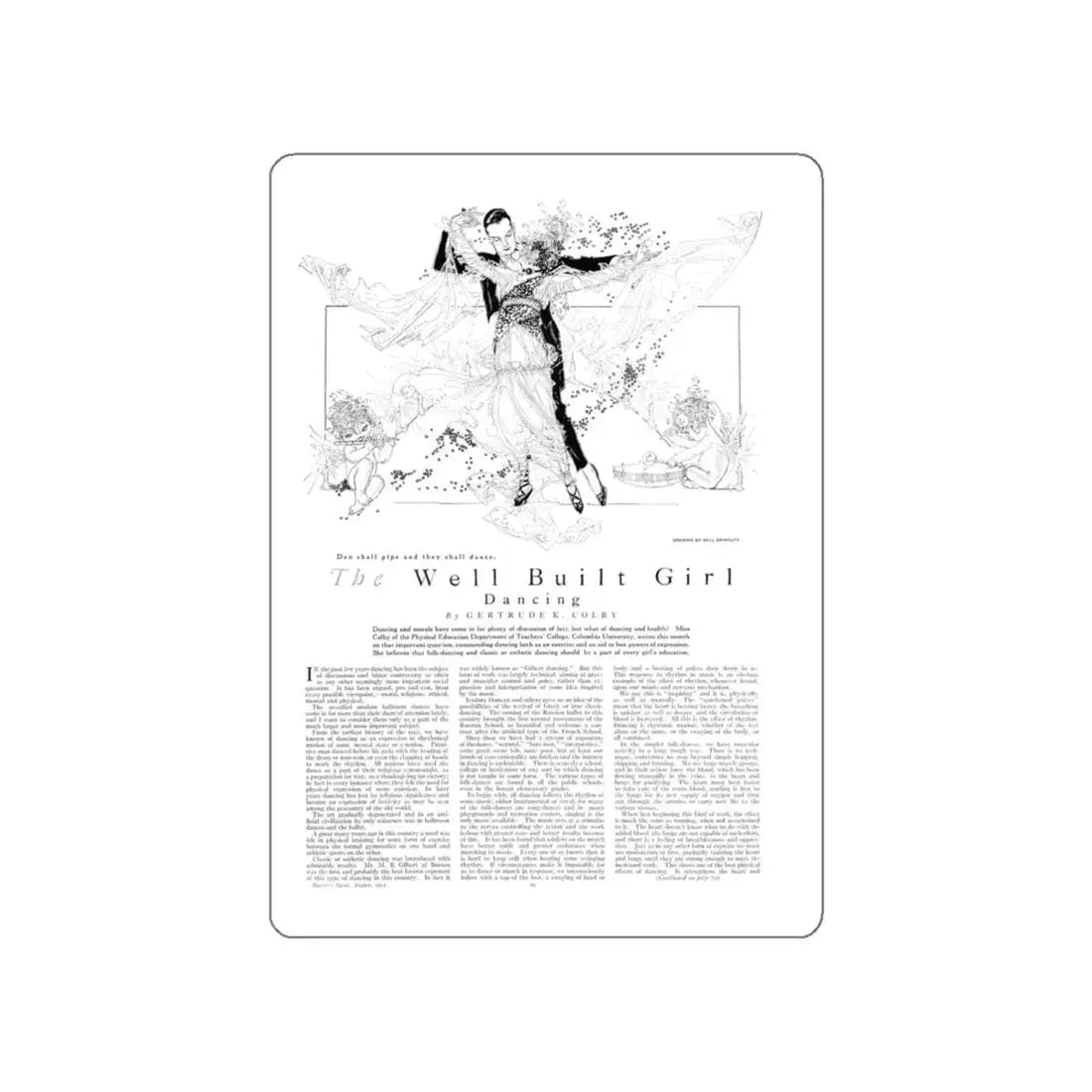 The Well Built Girl - Dancing, Harper's Bazaar, August 1914 (Magazine Illustration) STICKER Vinyl Die-Cut Decal White Die-Cut 4 Inch - The Sticker Space