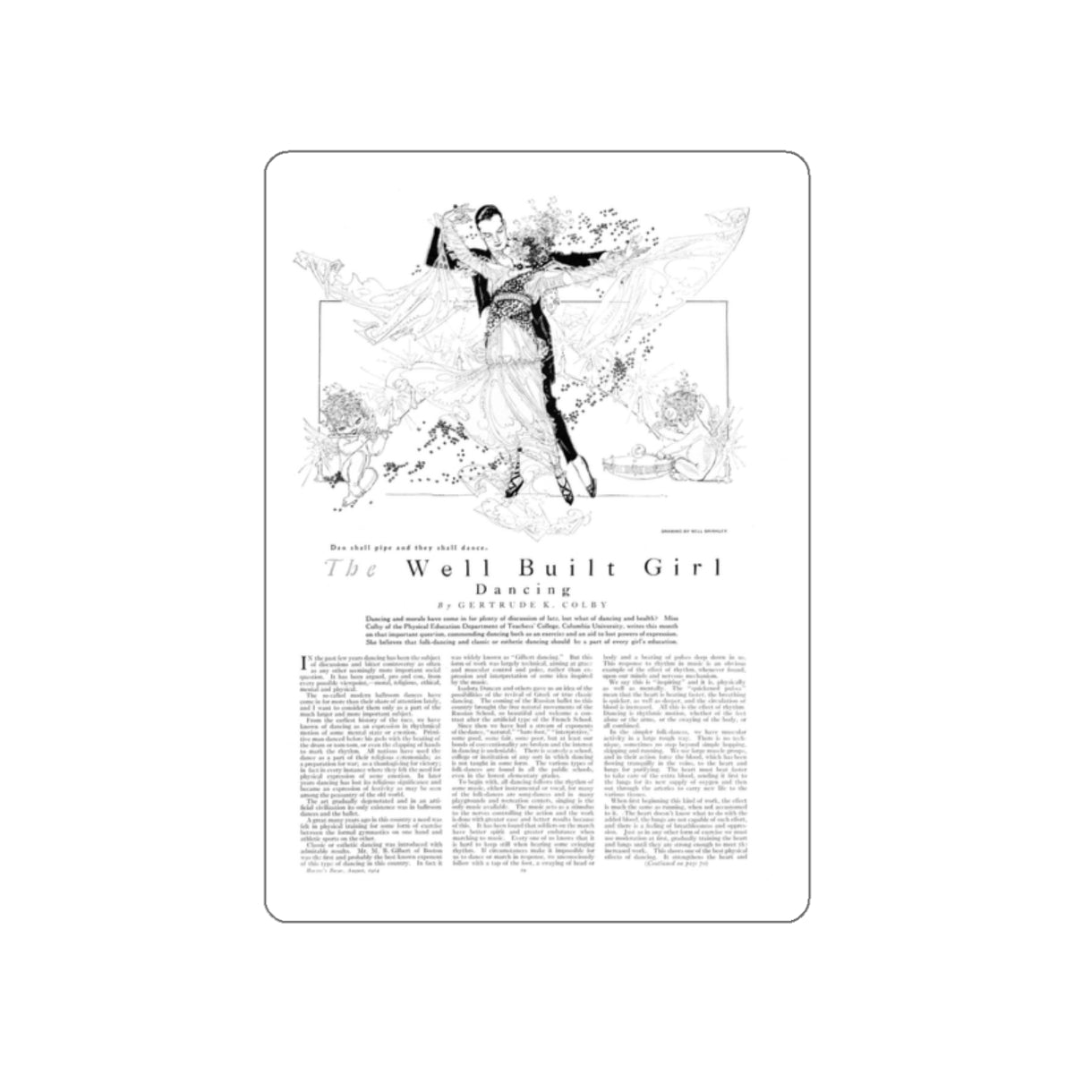 The Well Built Girl - Dancing, Harper's Bazaar, August 1914 (Magazine Illustration) STICKER Vinyl Die-Cut Decal-White-The Sticker Space