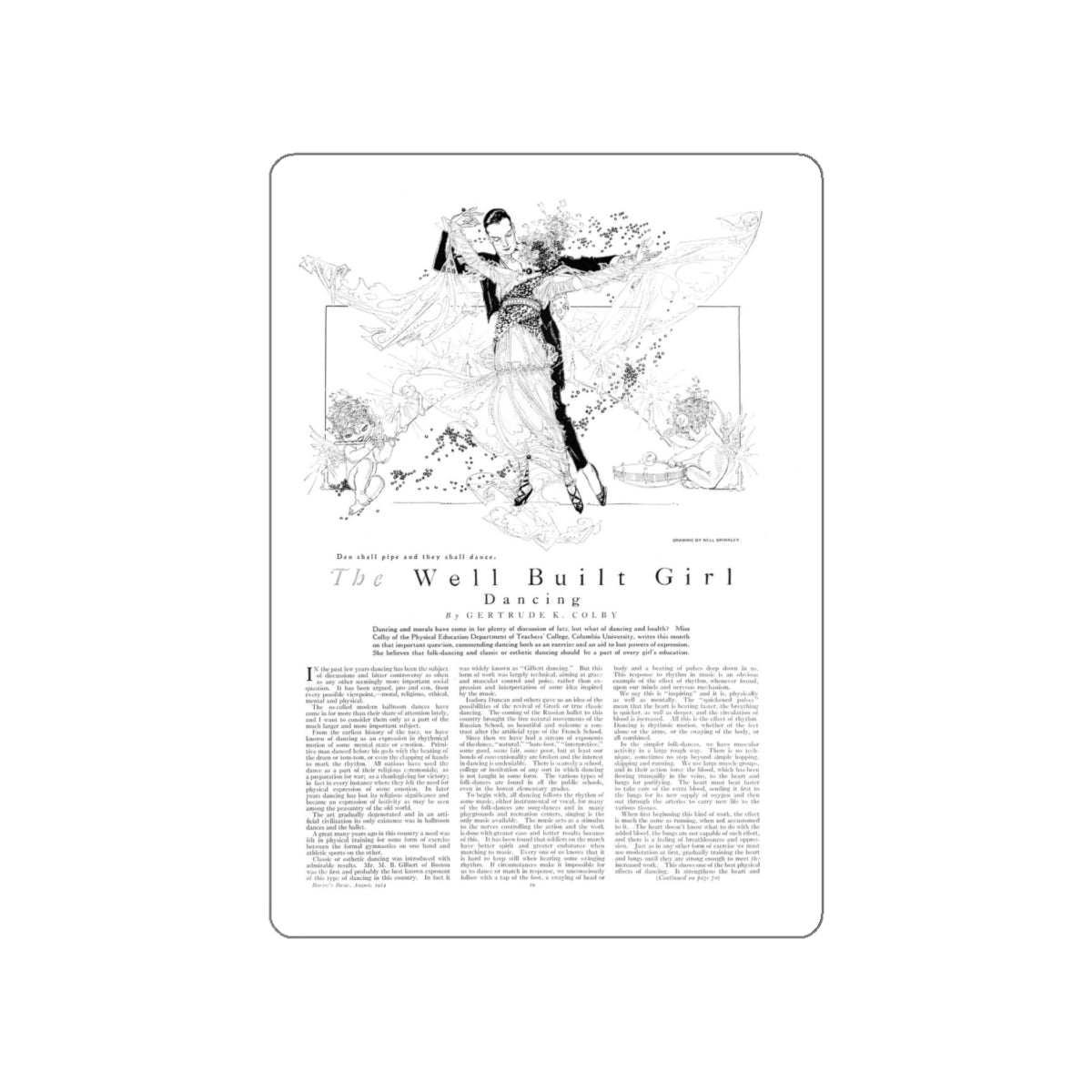 The Well Built Girl - Dancing, Harper's Bazaar, August 1914 (Magazine Illustration) STICKER Vinyl Die-Cut Decal-White-The Sticker Space