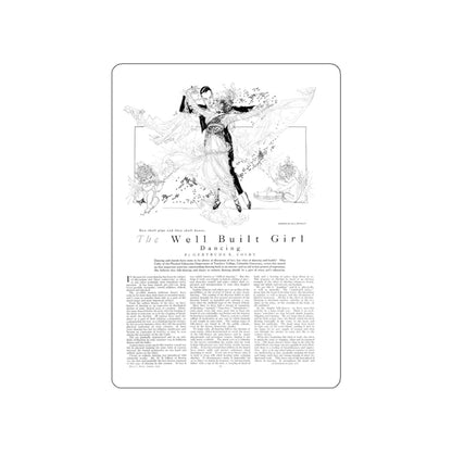 The Well Built Girl - Dancing, Harper's Bazaar, August 1914 (Magazine Illustration) STICKER Vinyl Die-Cut Decal-White-The Sticker Space