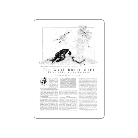 The Well Built Girl - First Aids to the Injured, Harper's Bazaar, December 1914 (Magazine Illustration) STICKER Vinyl Die-Cut Decal White Die-Cut 2 Inch - The Sticker Space