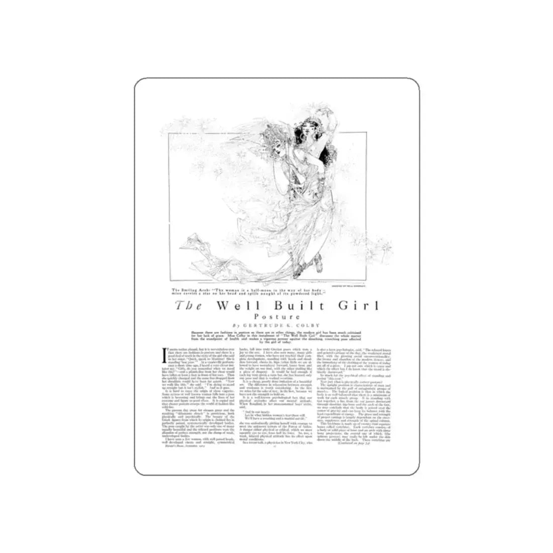 The Well Built Girl - Posture, Harper's Bazaar, September 1914 (Magazine Illustration) STICKER Vinyl Die-Cut Decal White Die-Cut 2 Inch - The Sticker Space