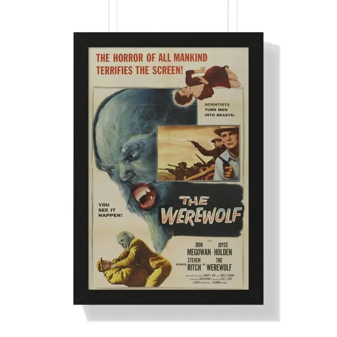 THE WEREWOLF 1956 - Framed Movie Poster 16″ x 24″ Black - The Sticker Space
